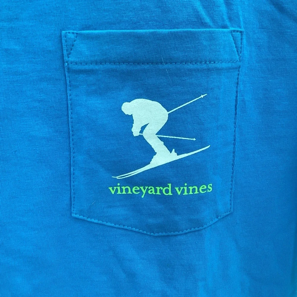 Boys Vineyard Vines Ski‎ Print Whale Short Sleeve Pocket Tee- XL- NWT